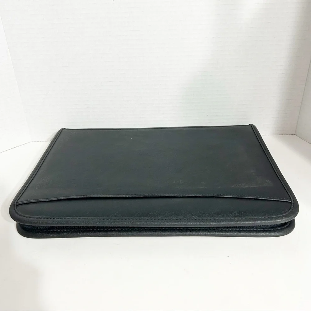 Leeds Black Faux Leather Zip Around Organizer Portfolio Document Keeper Pockets